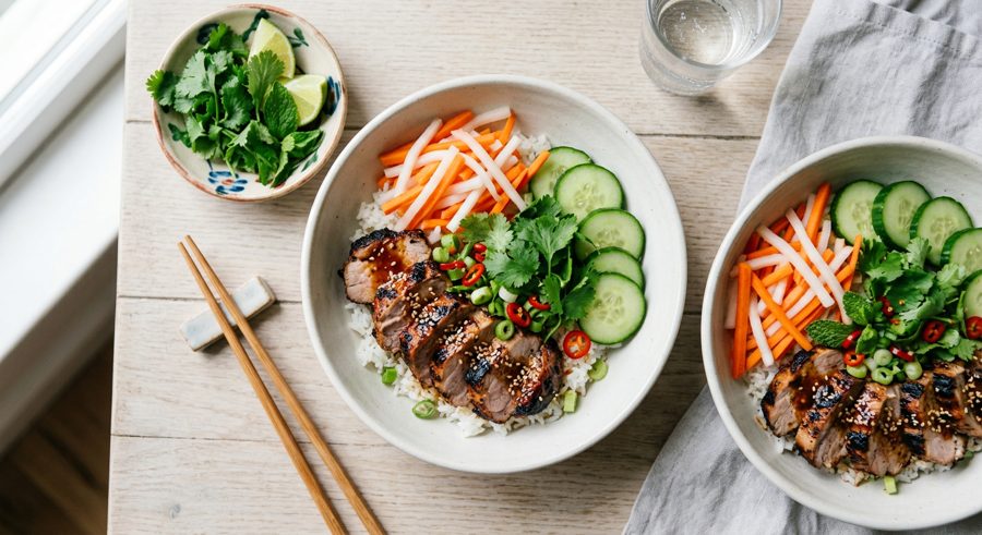 Banh Mi Bowls served and ready to eat