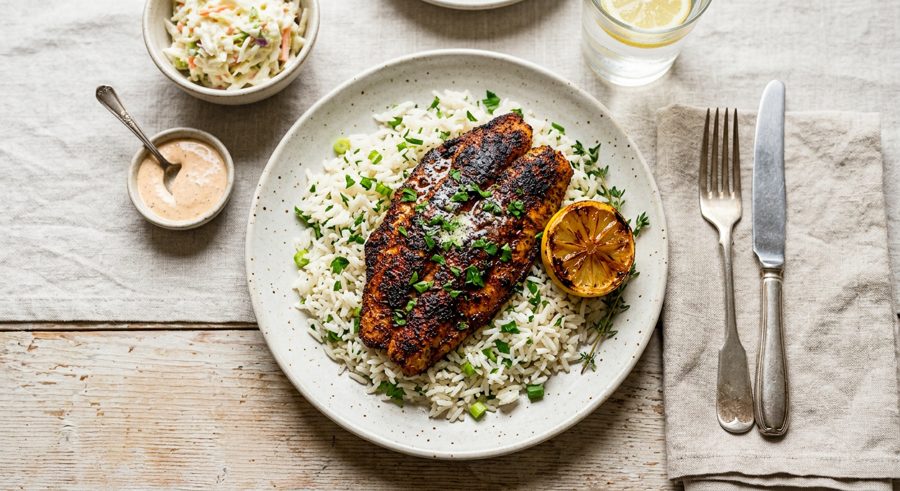 Blackened Catfish served and ready to eat