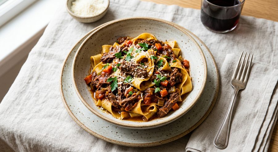 Braised Beef Ragu served and ready to eat