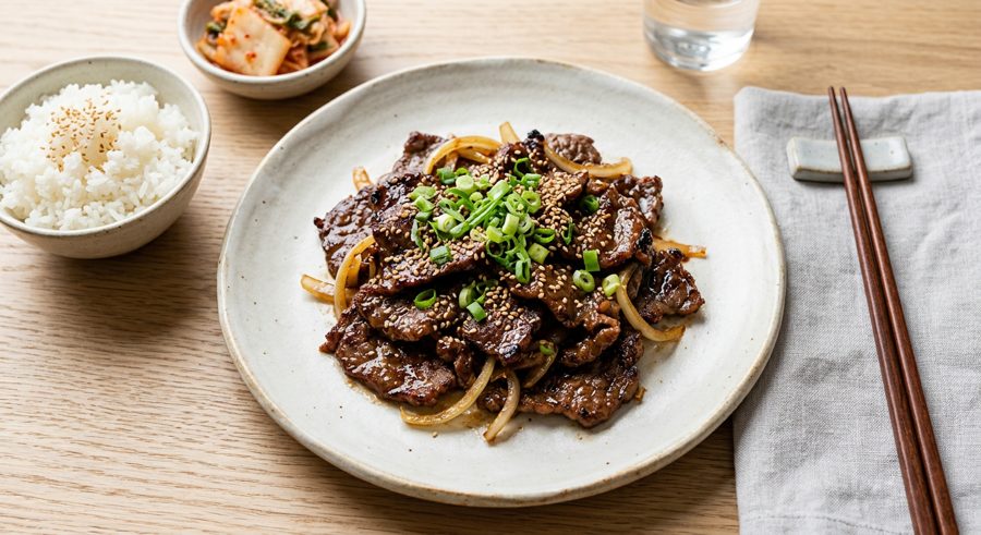 Bulgogi Beef served and ready to eat
