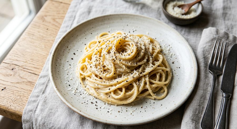 Cacio e Pepe served and ready to eat