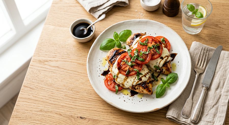 Caprese Chicken served and ready to eat