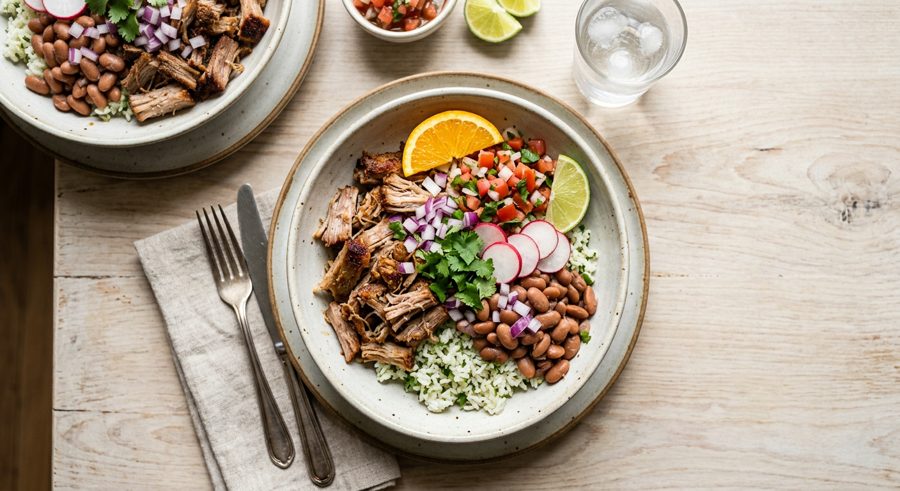 Carnitas Bowls served and ready to eat