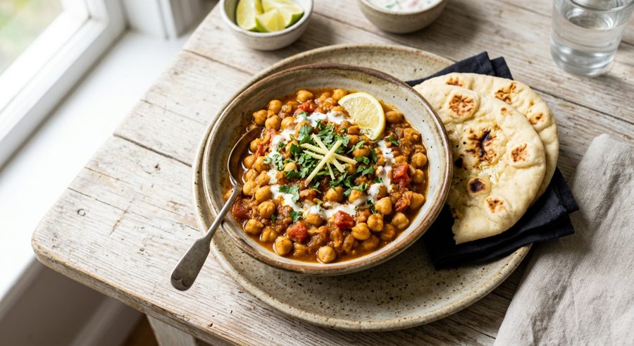 Chana Masala served and ready to eat