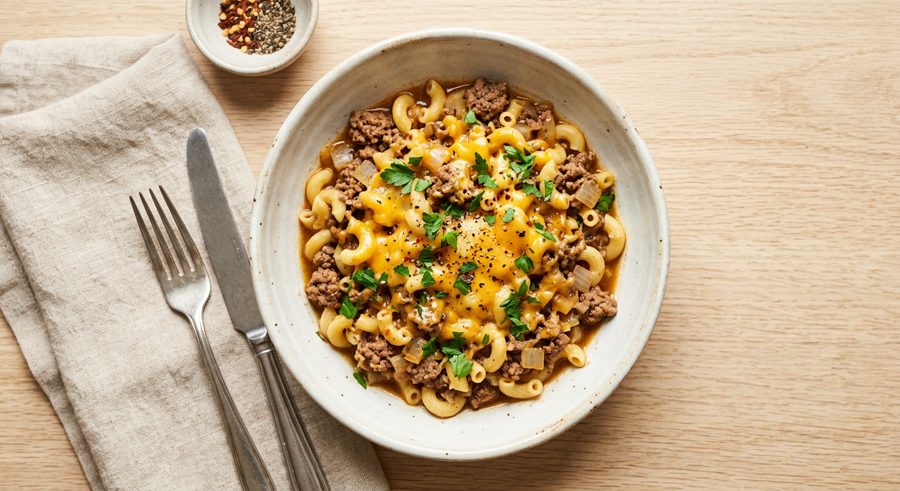 Cheeseburger Skillet served and ready to eat