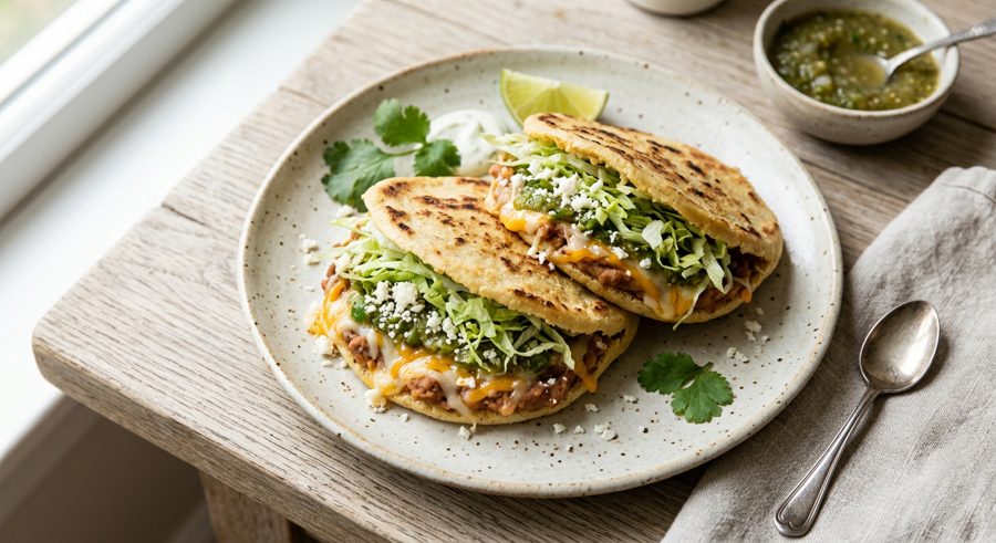 Cheesy Bean Gorditas served and ready to eat