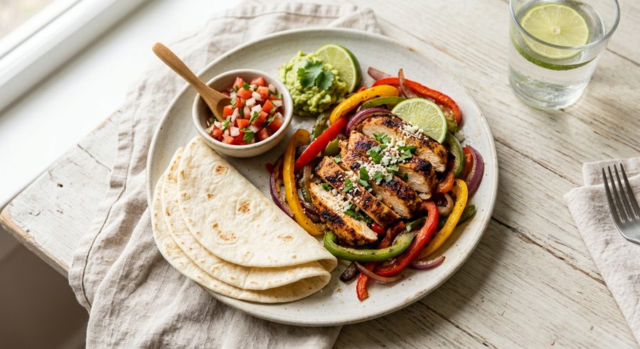 Chicken Fajitas served and ready to eat
