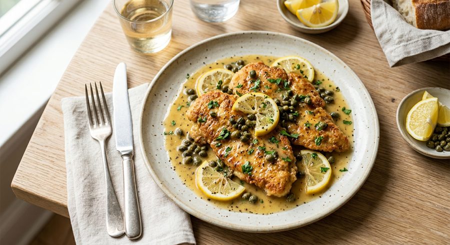 Chicken Piccata served and ready to eat
