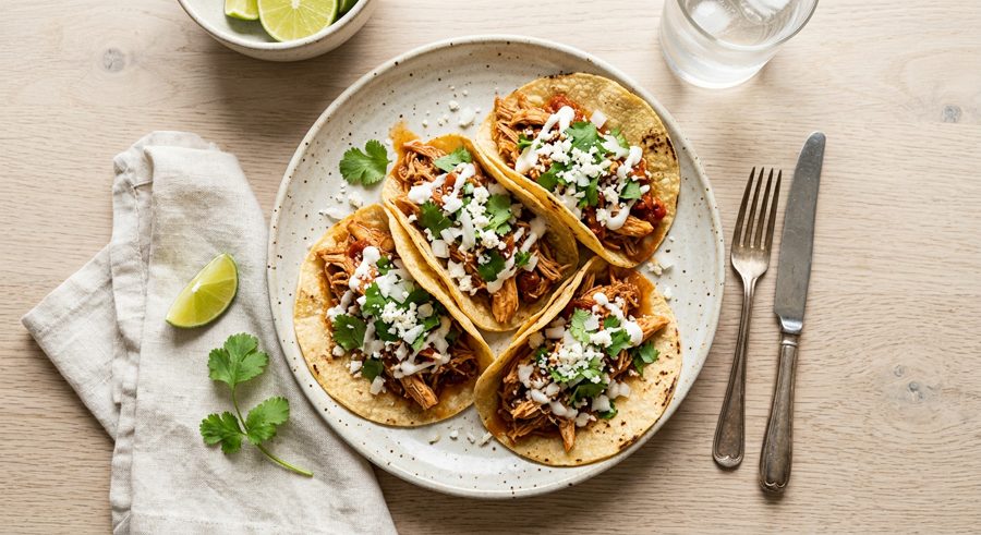 Chicken Tinga Tacos served and ready to eat