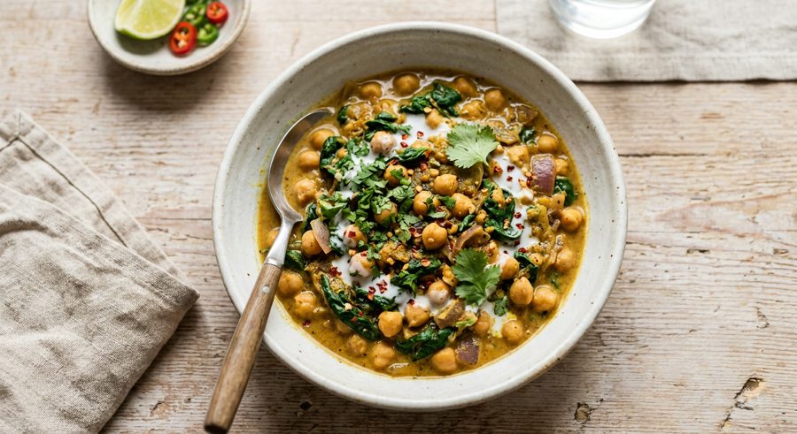 Creamy Chickpea Curry served and ready to eat