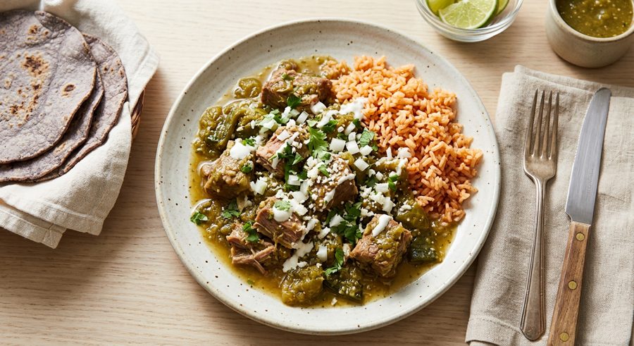 Chile Verde Pork served and ready to eat