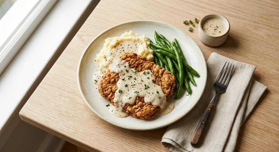 Country Fried Steak served and ready to eat