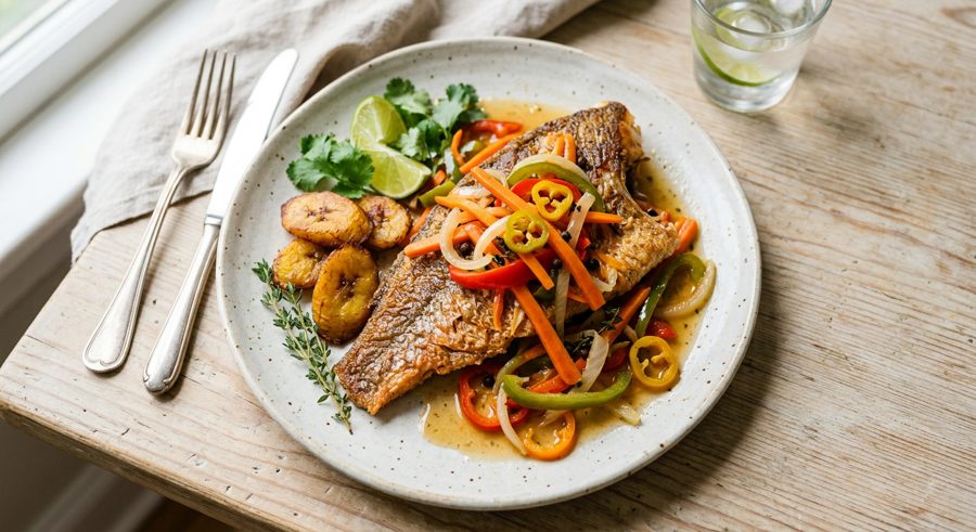 Escovitch Fish served and ready to eat