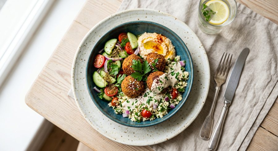 Falafel Bowls served and ready to eat