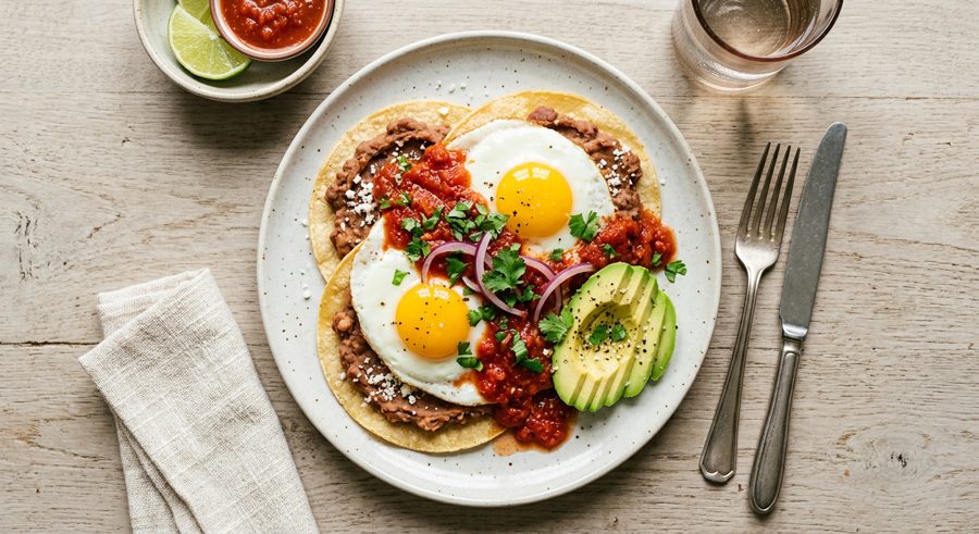 Huevos Rancheros served and ready to eat