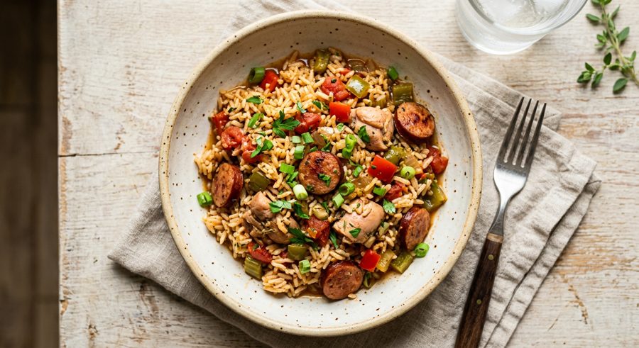 Jambalaya served and ready to eat