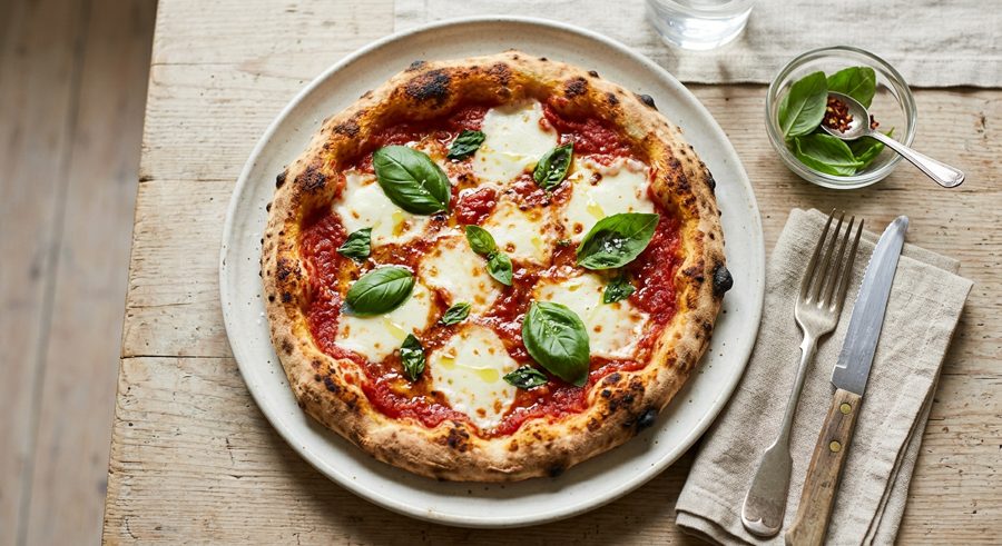 Margherita Pizza served and ready to eat