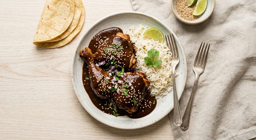 Mole Chicken served and ready to eat