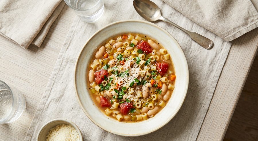 Pasta e Fagioli served and ready to eat