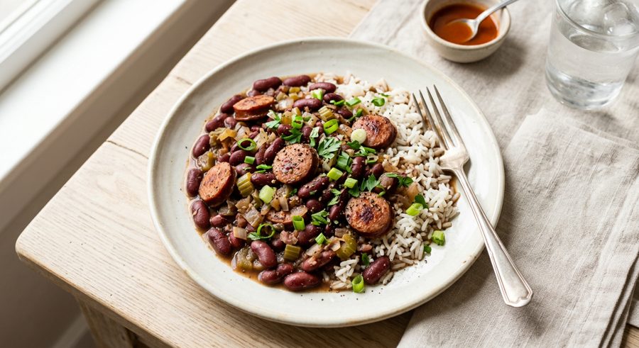 Red Beans & Rice served and ready to eat