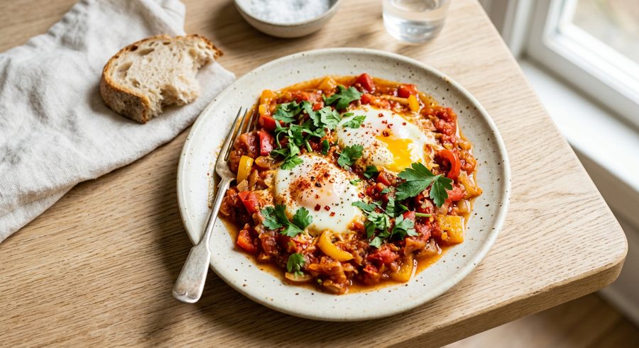 Shakshuka served and ready to eat