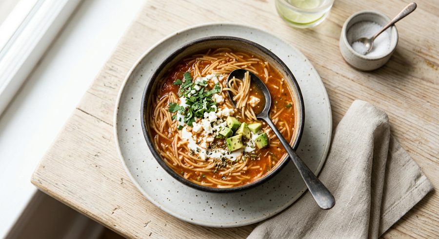Sopa de Fideo served and ready to eat