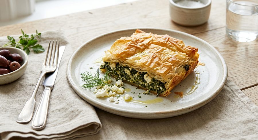 Spanakopita Bake served and ready to eat