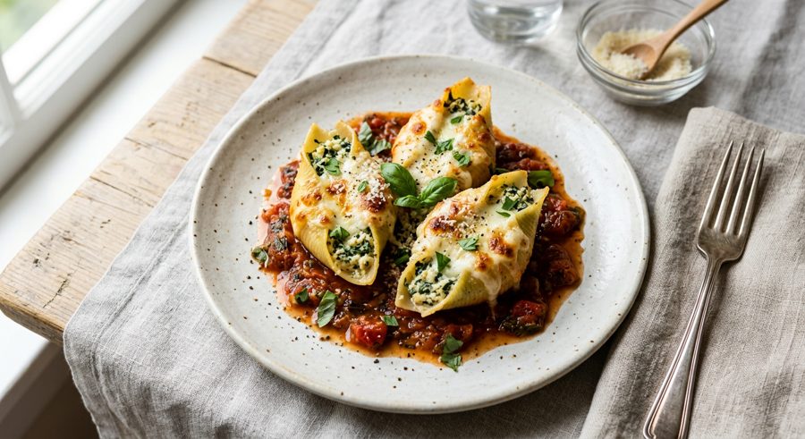Stuffed Shells served and ready to eat