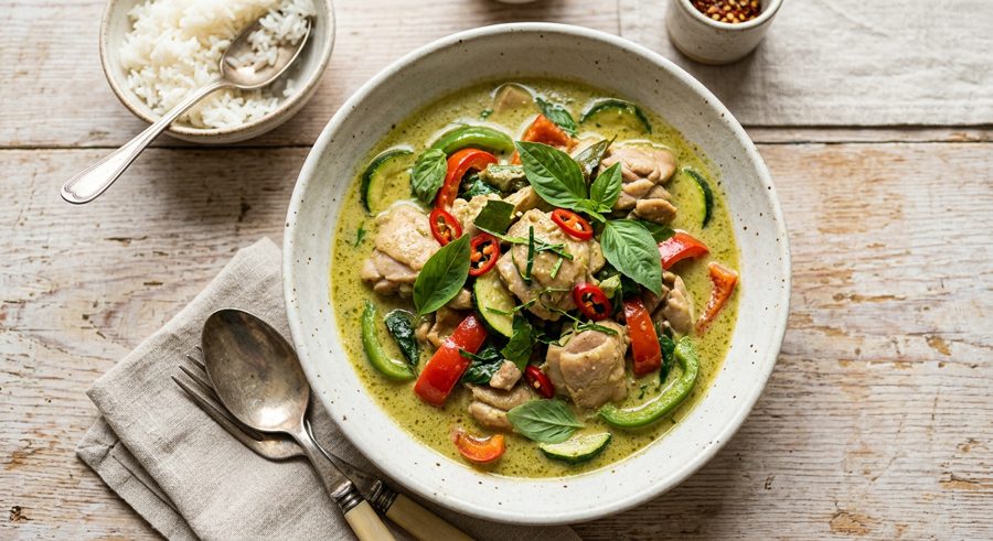 Thai Green Curry served and ready to eat