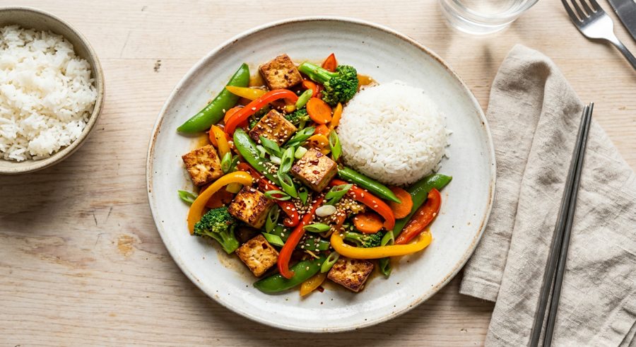 Tofu Veggie Stir Fry served and ready to eat