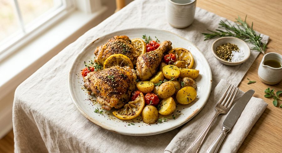 Za'atar Roasted Chicken served and ready to eat